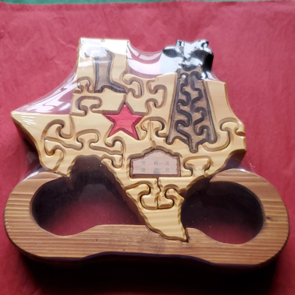 Handmade Wooden Puzzle Texas